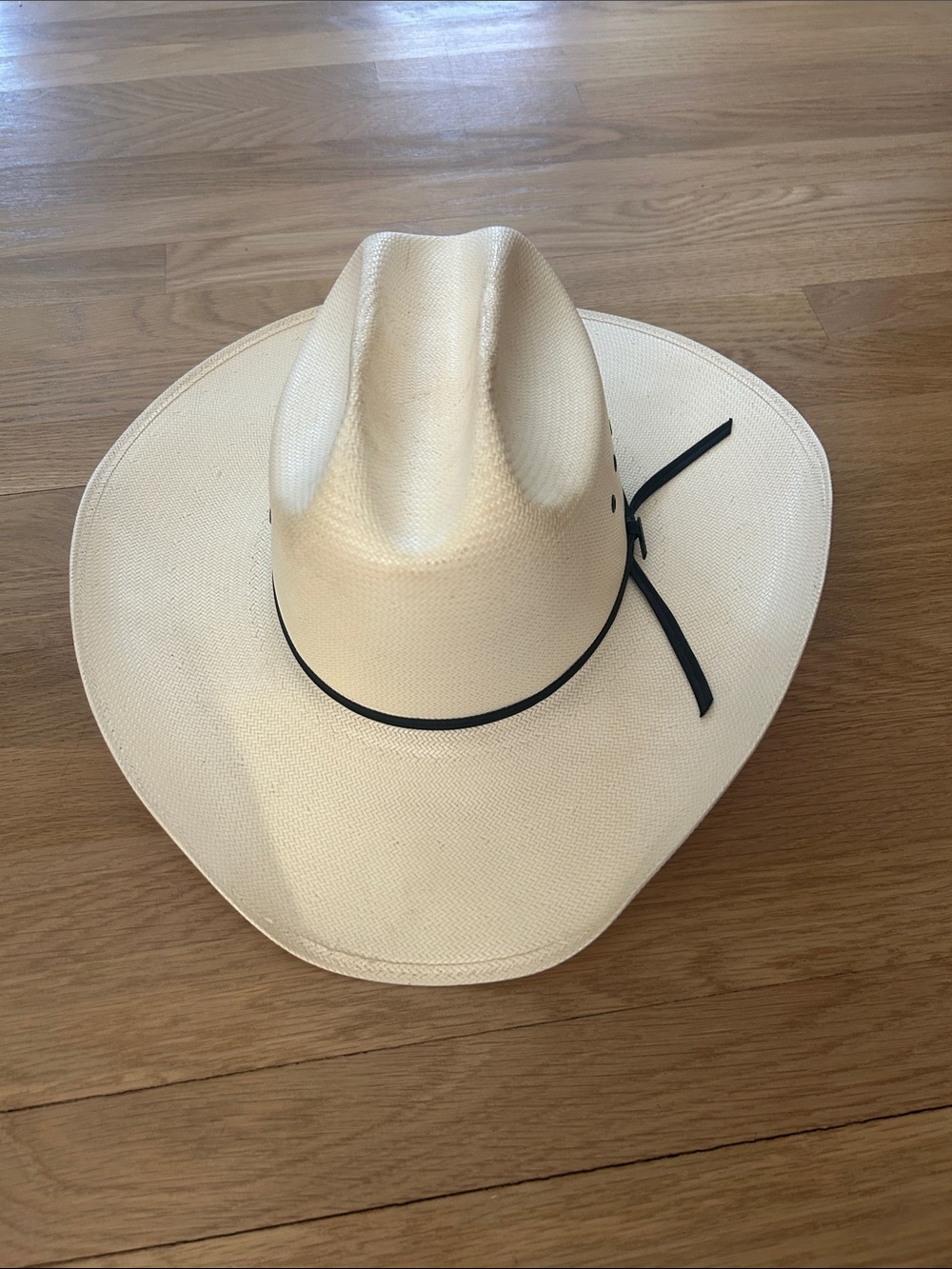 Resistol Cream Straw Cowboy Hat with Black Band